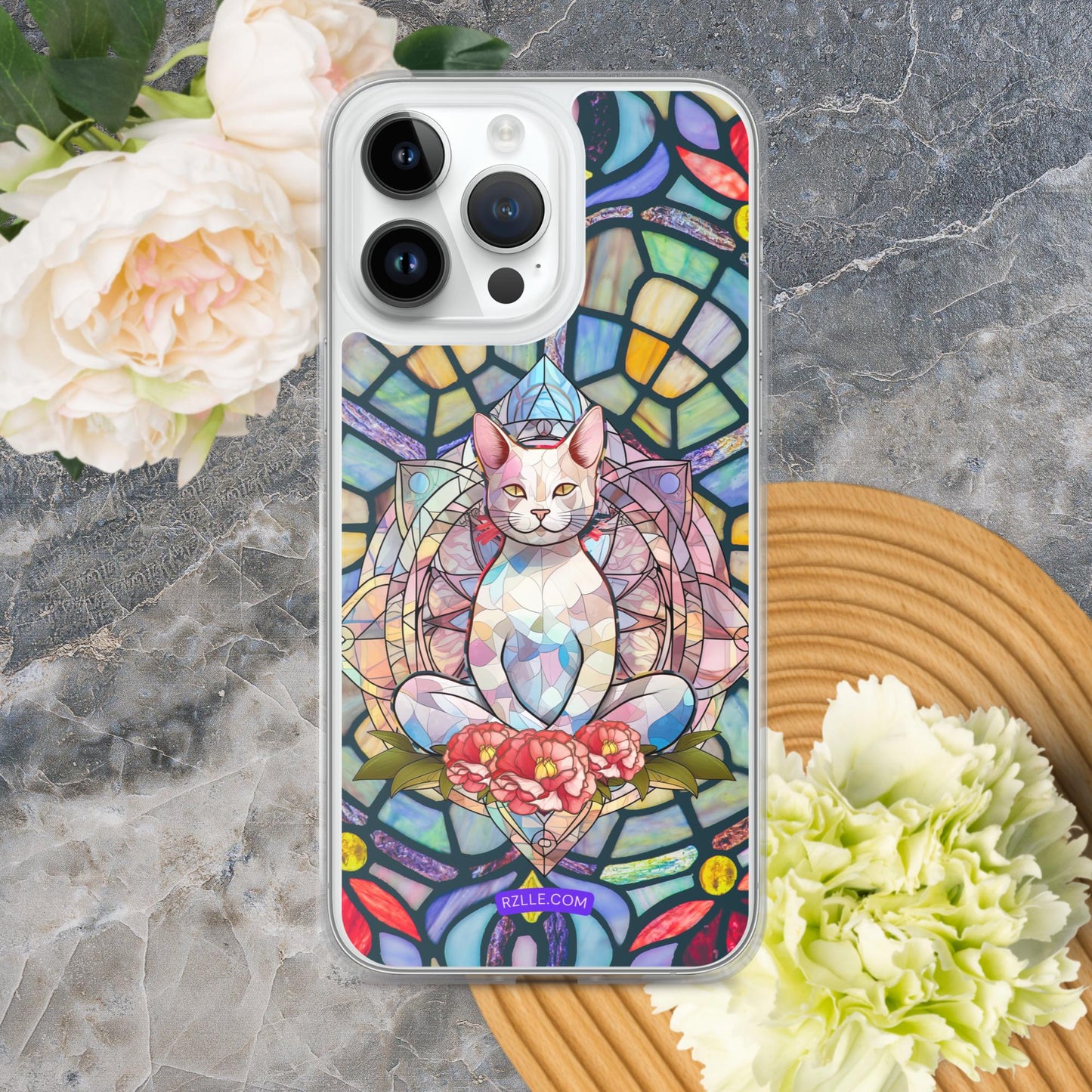 Cat Stained Glass Clear Phone Case for iPhone®