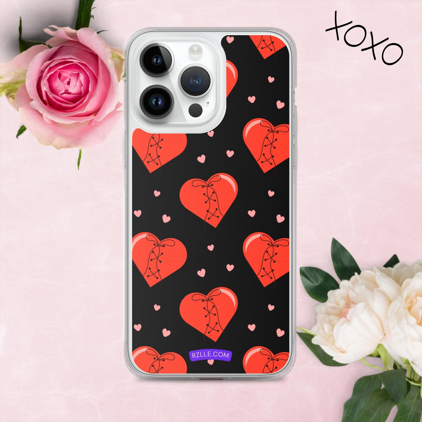 Stitched Hearts Clear Phone Case for iPhone®