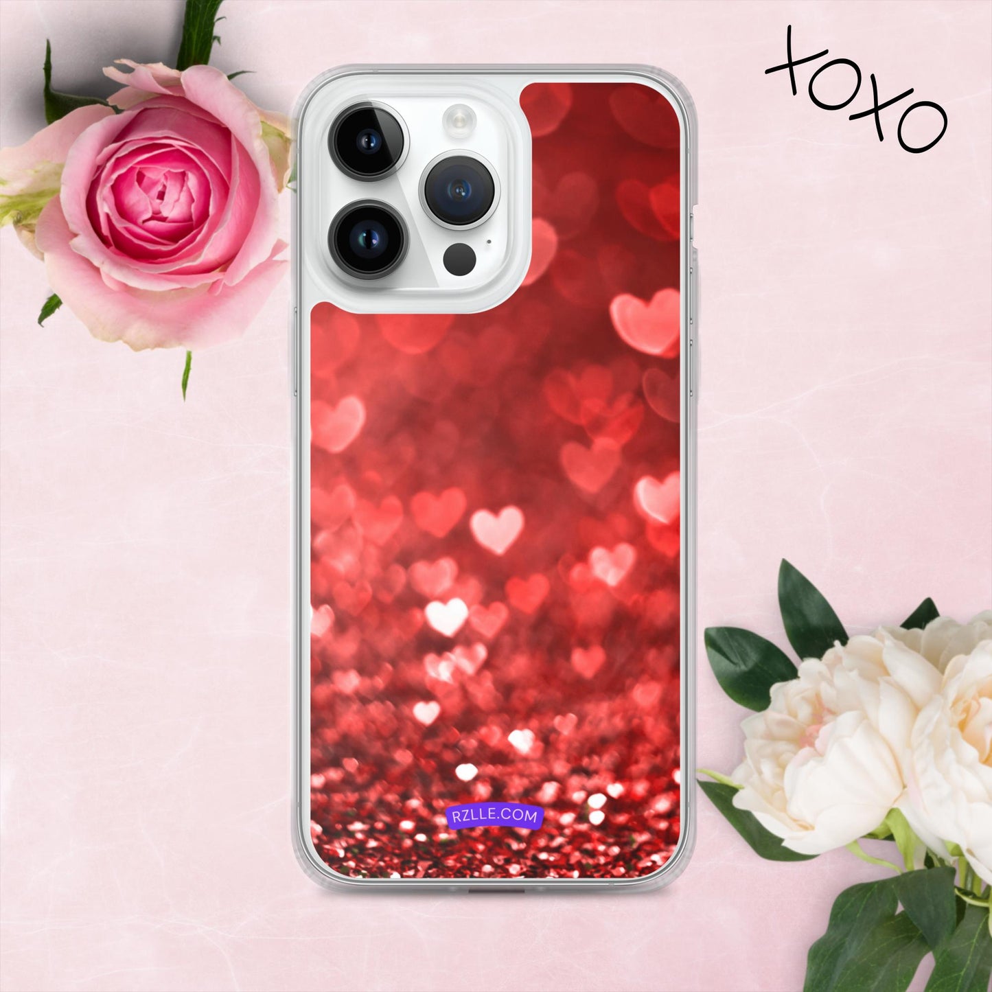 Dreamy Glitter Hearts Clear Phone Case for iPhone®