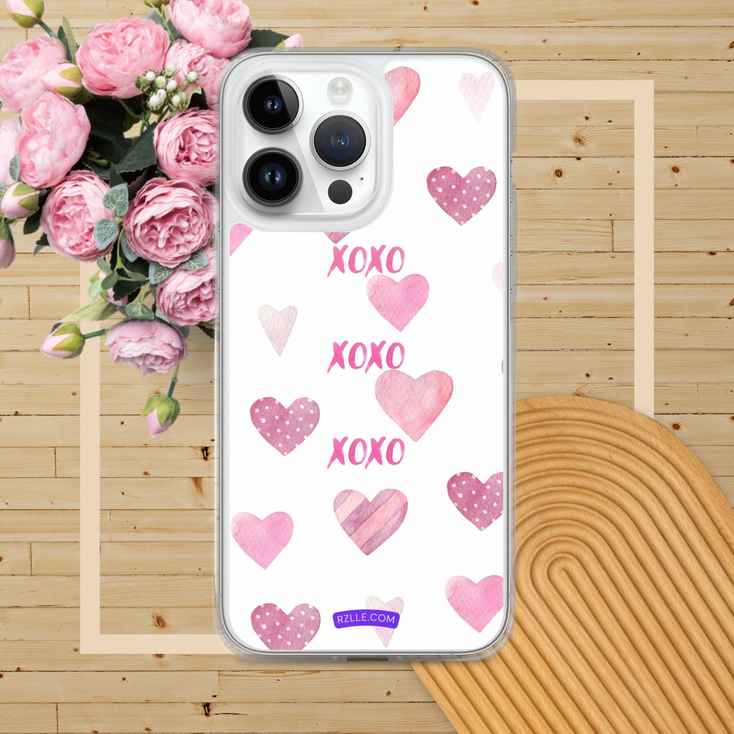 XOXO Pink Hearts Clear Phone Case for iPhone®