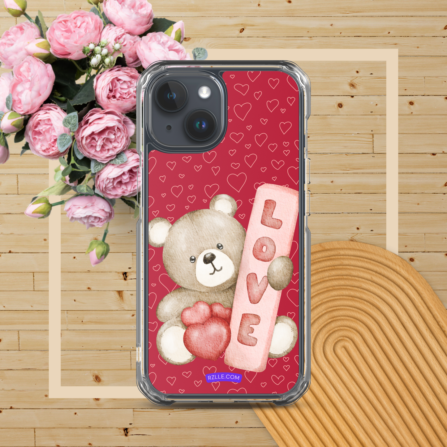 Bear Love & Hearts Clear Phone Case for iPhone®