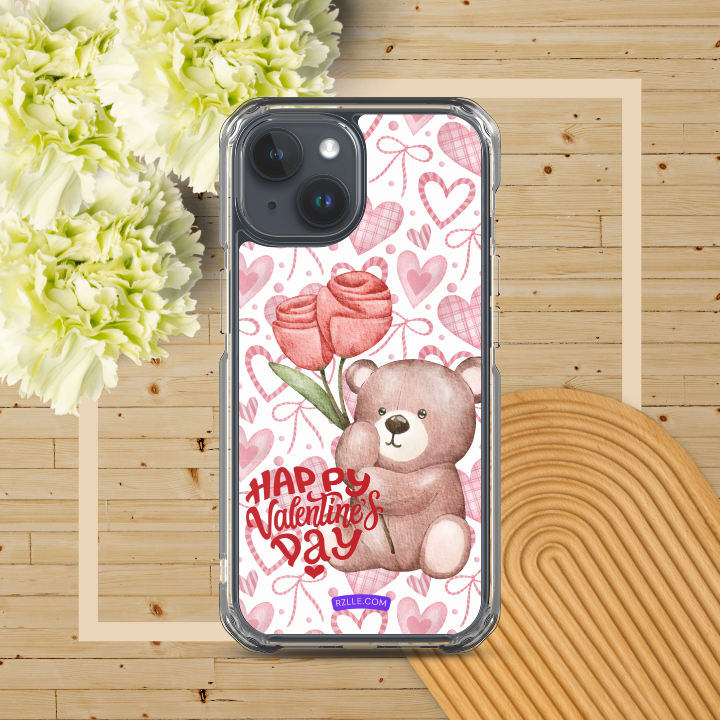 Valentine's Day Bear & Flowers  Clear Phone Case for iPhone®