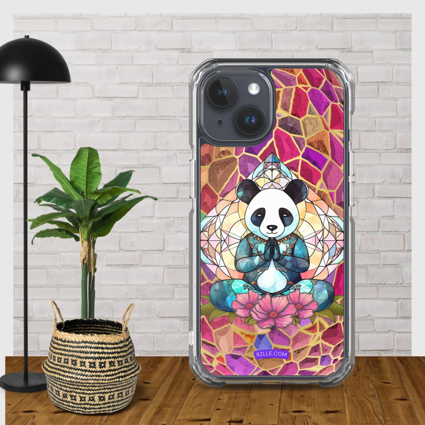 Panda Stained Glass Clear Phone Case for iPhone®