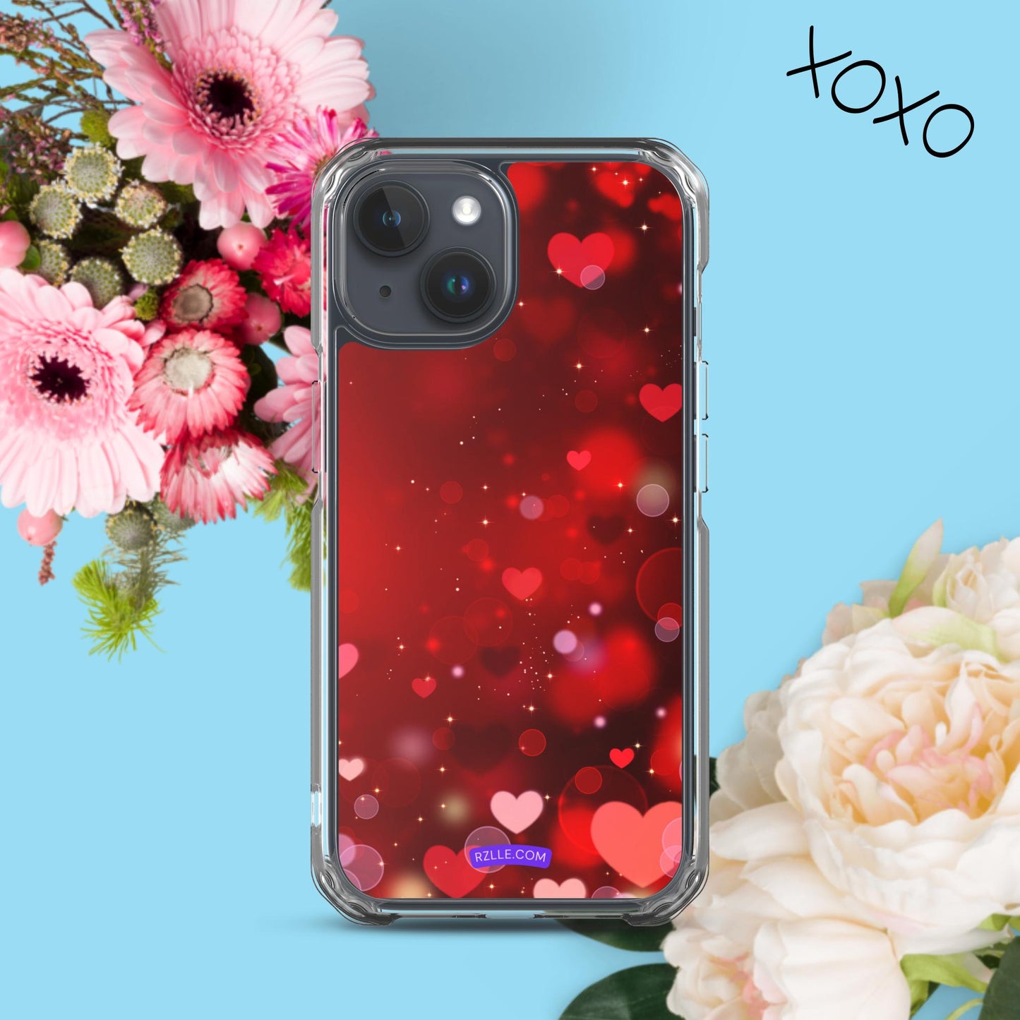 Sparkling Hearts Clear Phone Case for iPhone®