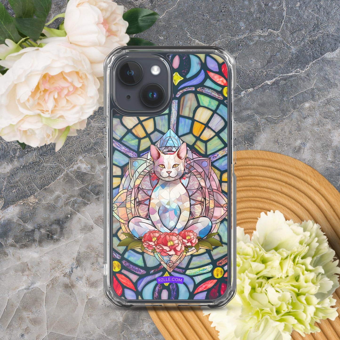 Cat Stained Glass Clear Phone Case for iPhone®