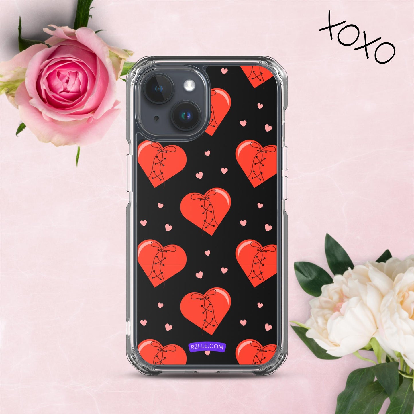 Stitched Hearts Clear Phone Case for iPhone®