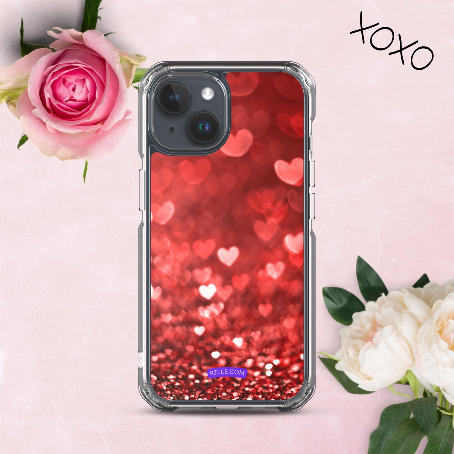 Dreamy Glitter Hearts Clear Phone Case for iPhone®