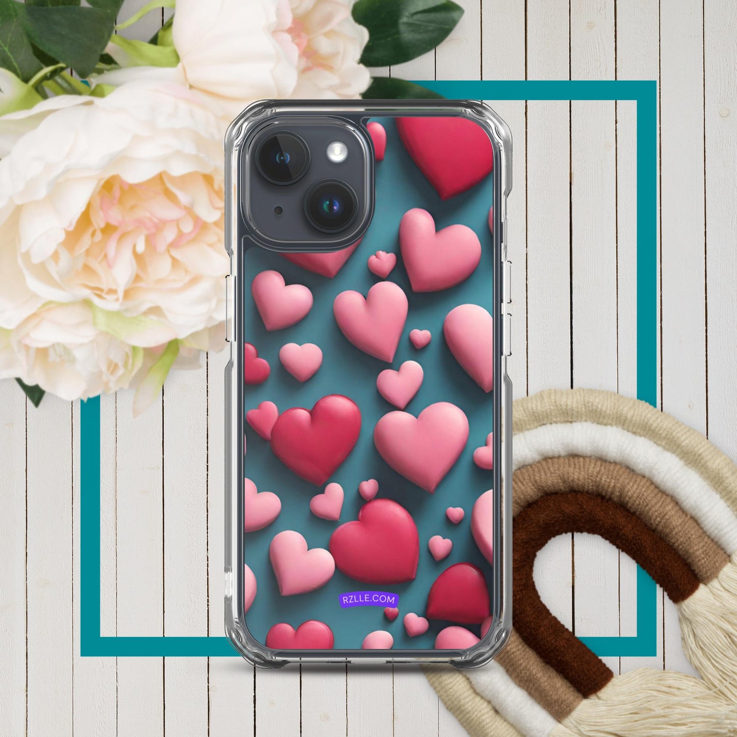 Clay Hearts Clear Phone Case for iPhone®