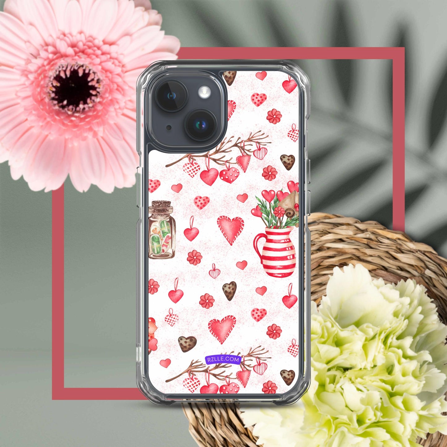 Retro Hearts Clear Phone Case for iPhone®