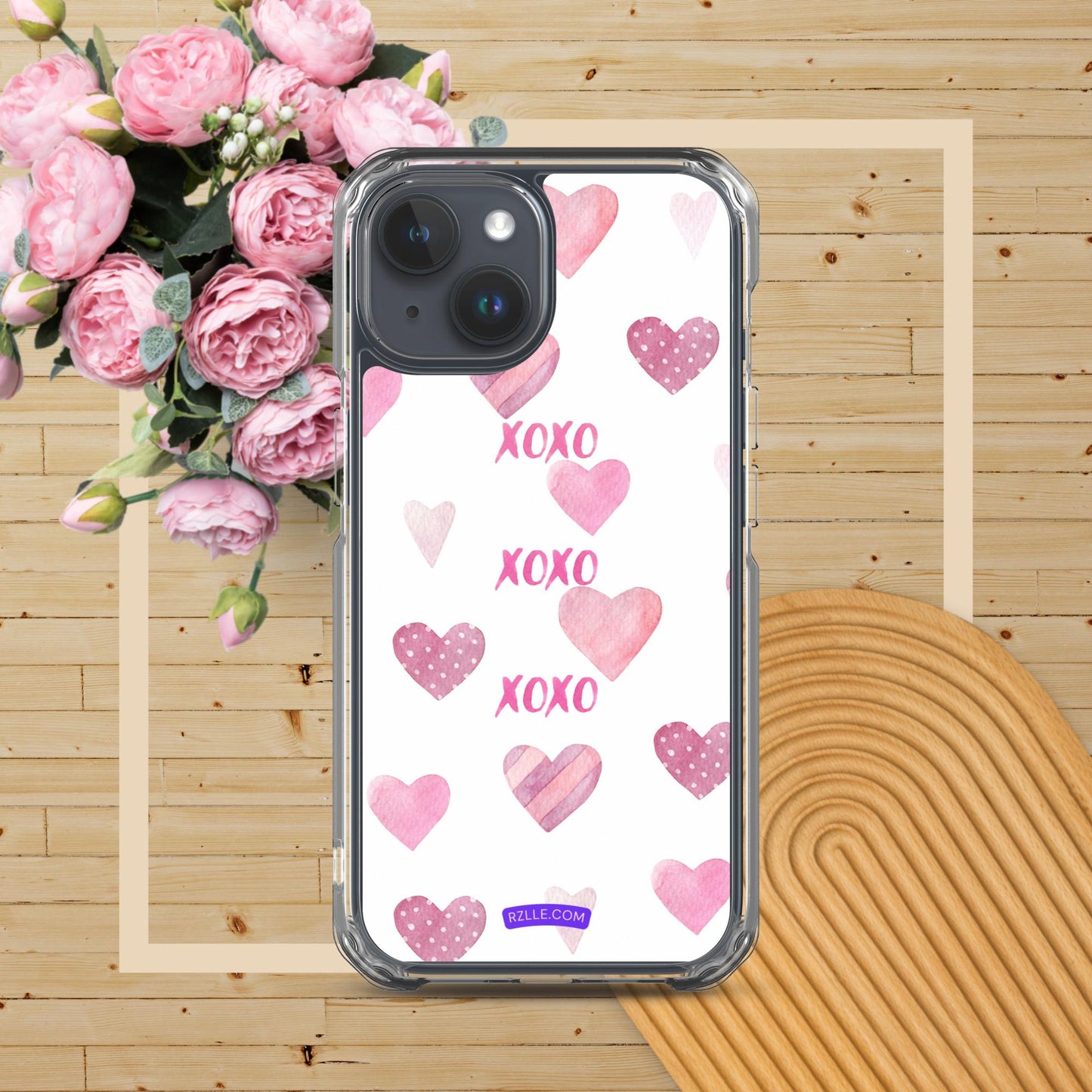 XOXO Pink Hearts Clear Phone Case for iPhone®