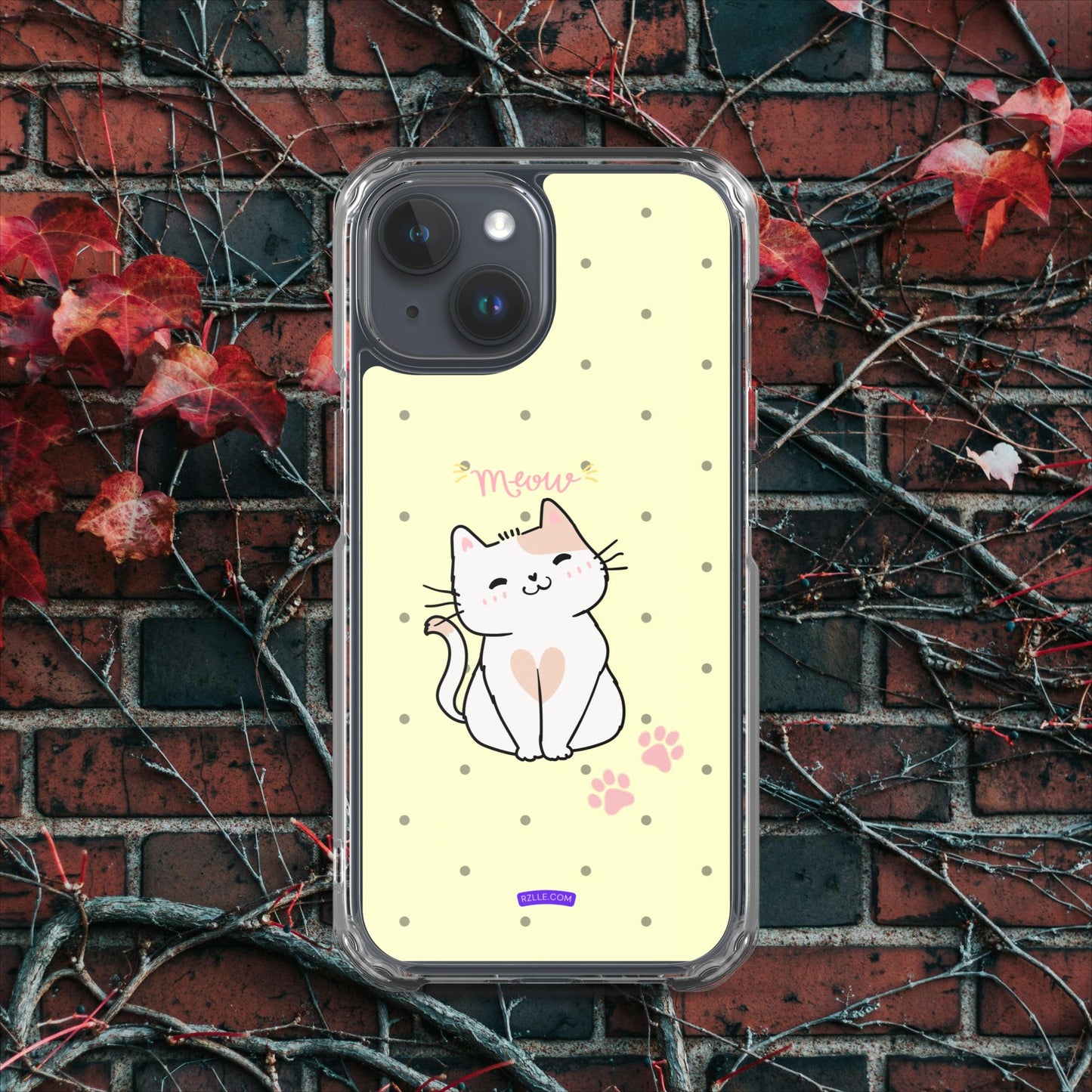 Cute White Cat Clear Case for iPhone®