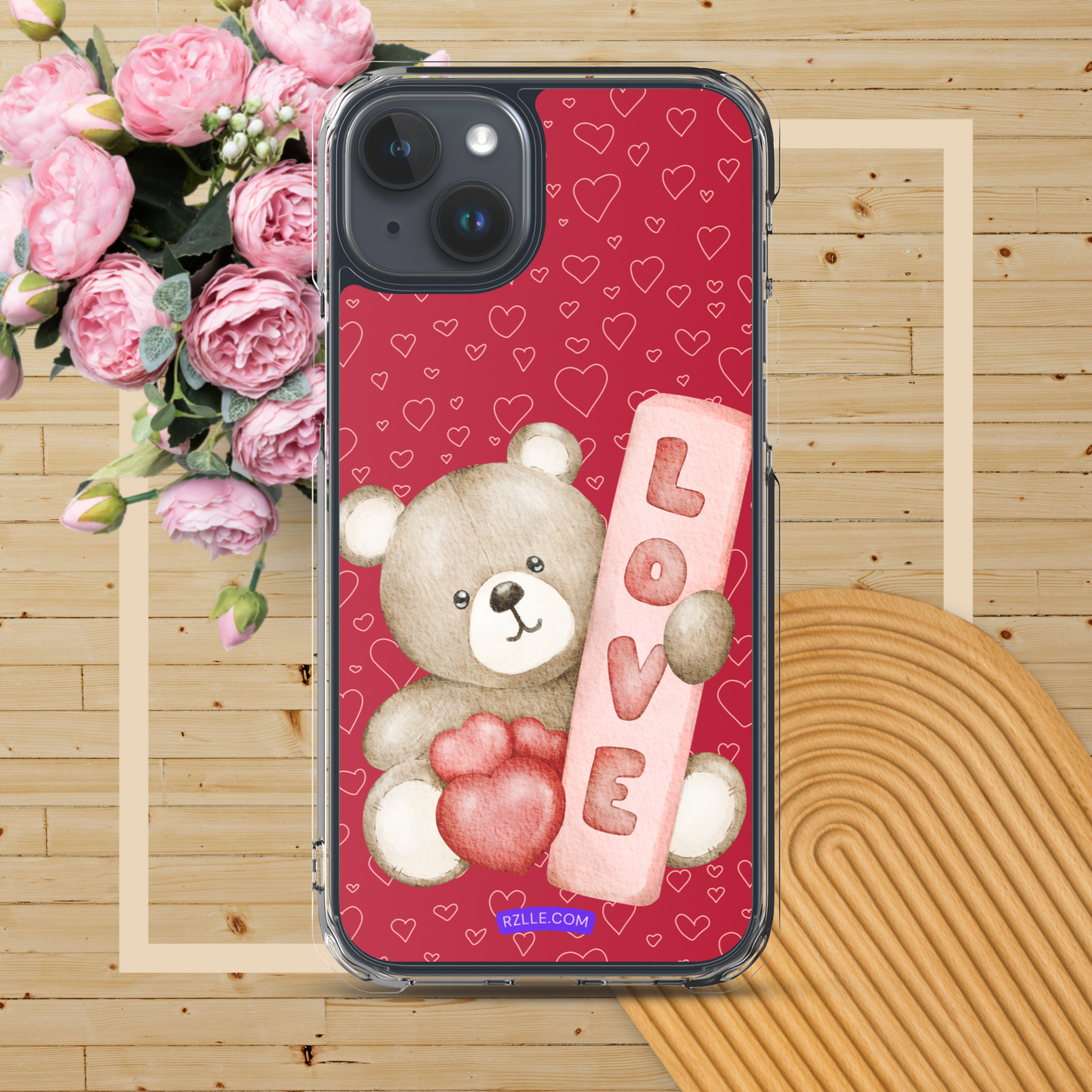 Bear Love & Hearts Clear Phone Case for iPhone®