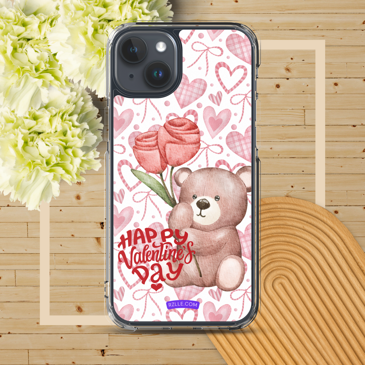 Valentine's Day Bear & Flowers  Clear Phone Case for iPhone®