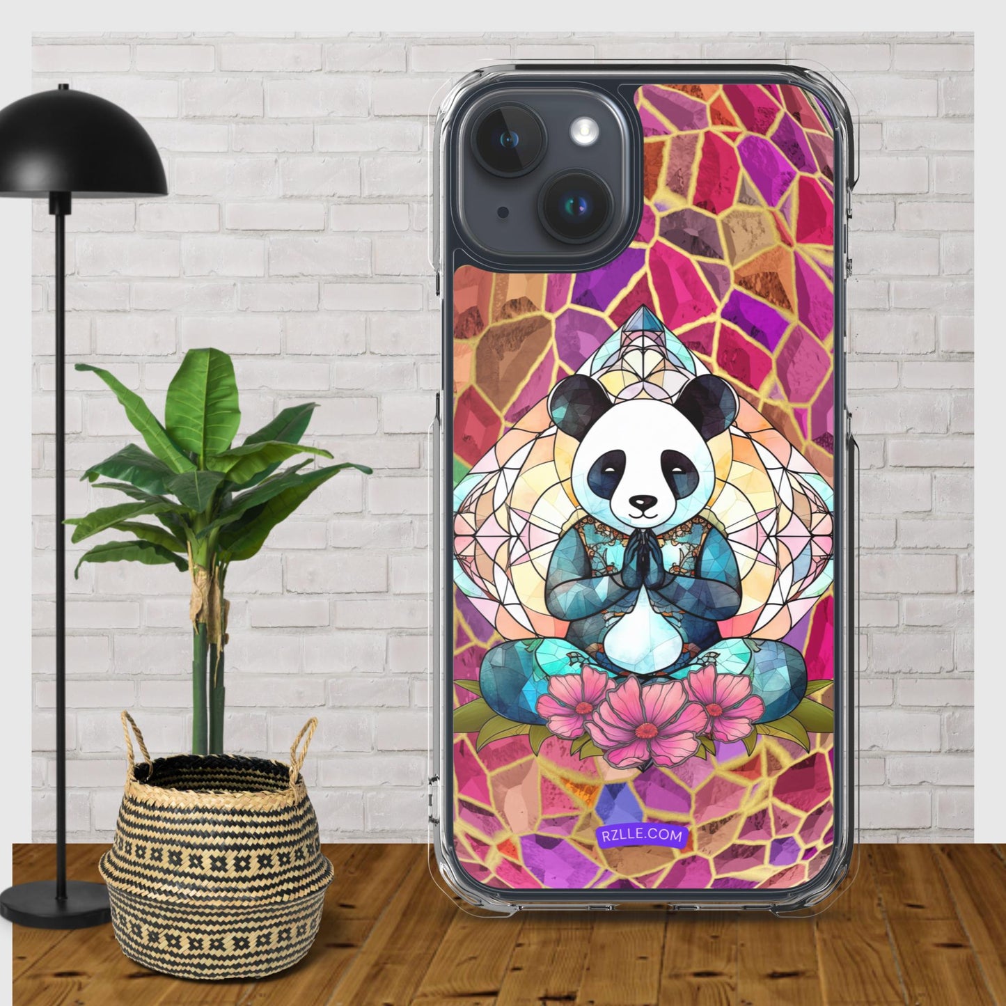 Panda Stained Glass Clear Phone Case for iPhone®