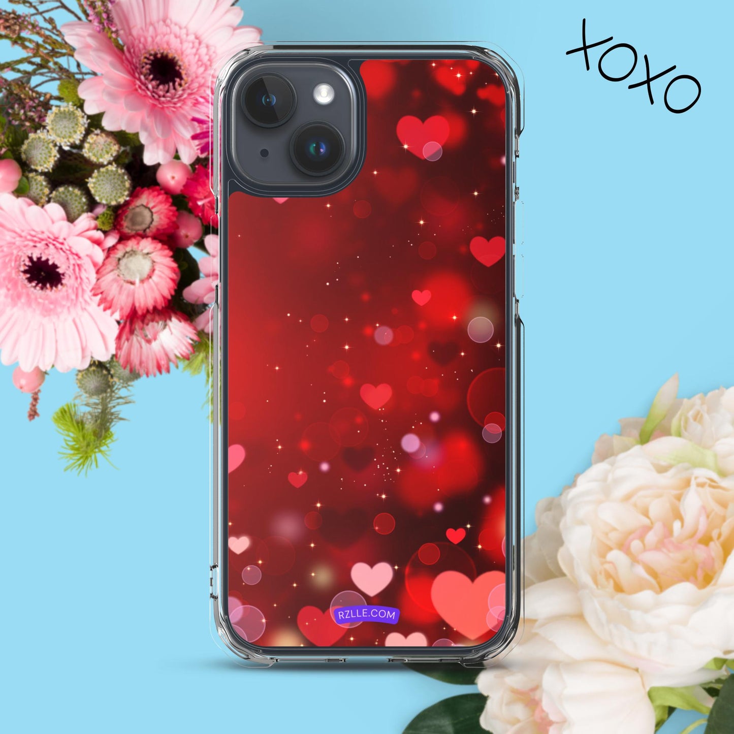 Sparkling Hearts Clear Phone Case for iPhone®