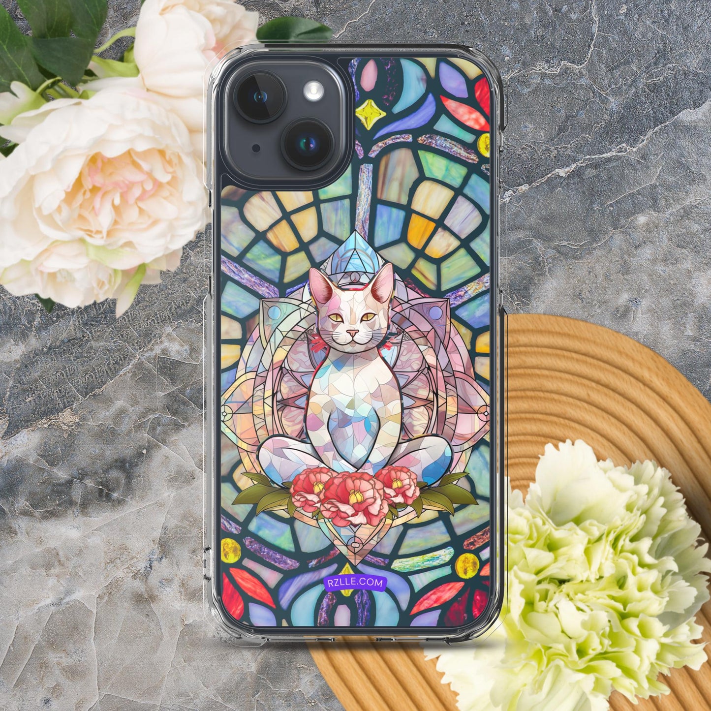 Cat Stained Glass Clear Phone Case for iPhone®