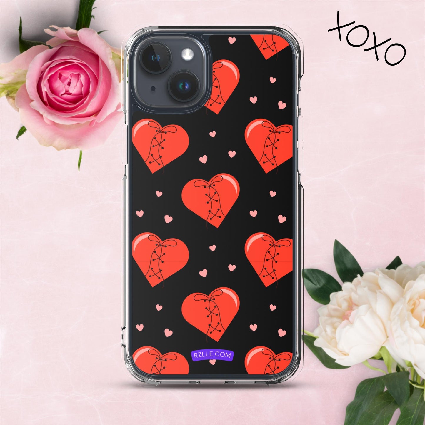 Stitched Hearts Clear Phone Case for iPhone®