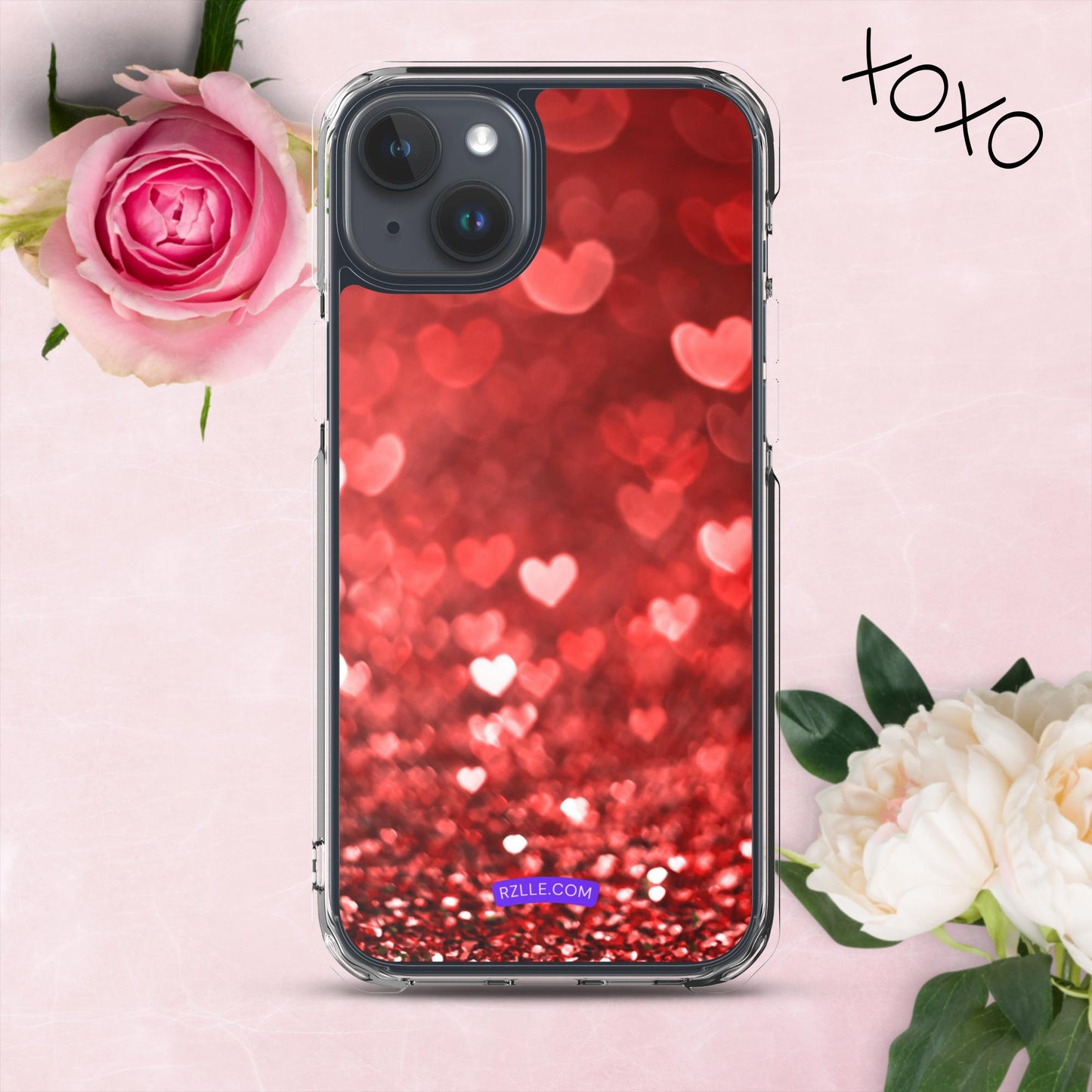 Dreamy Glitter Hearts Clear Phone Case for iPhone®