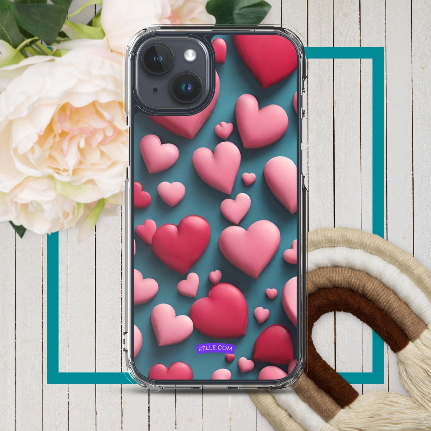 Clay Hearts Clear Phone Case for iPhone®