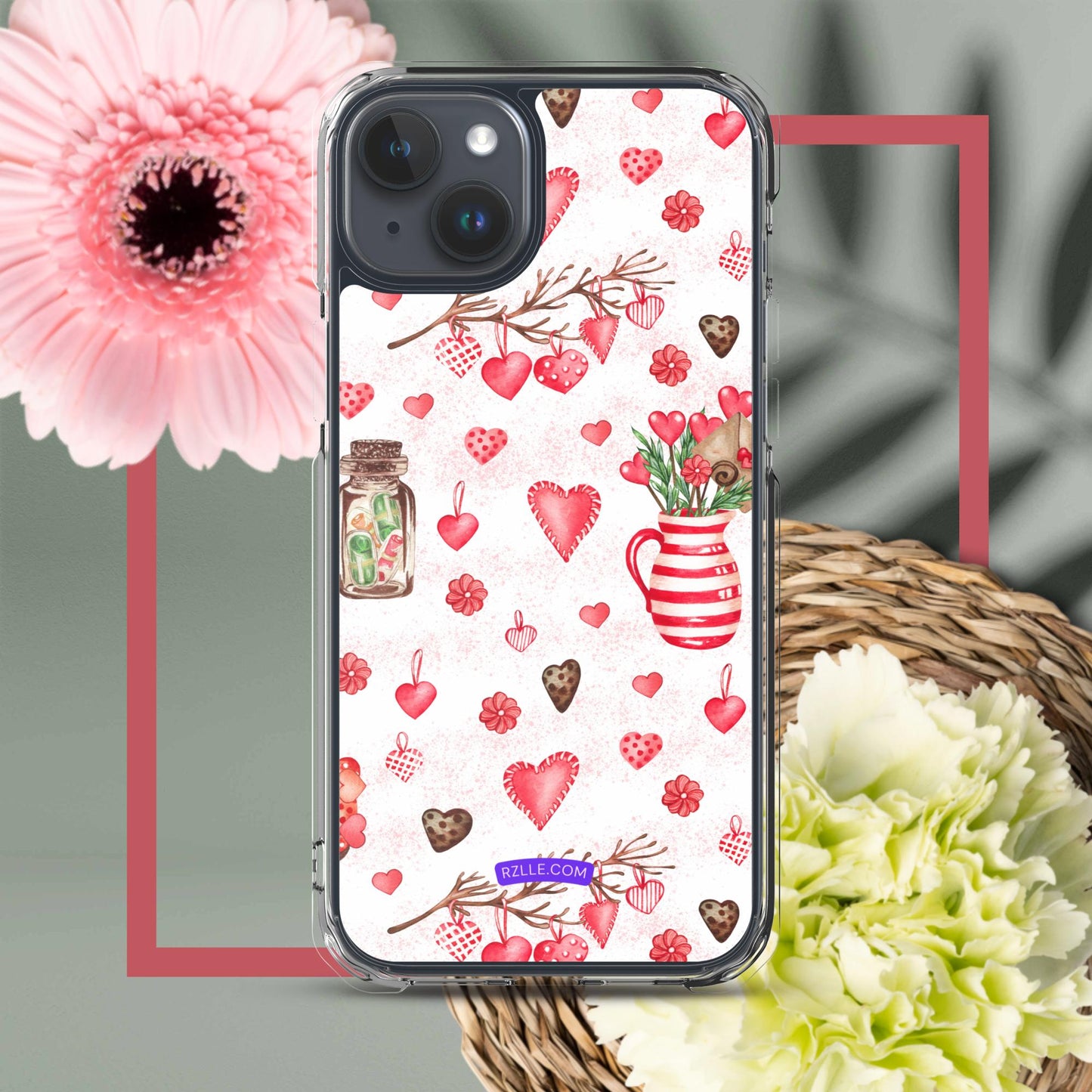 Retro Hearts Clear Phone Case for iPhone®