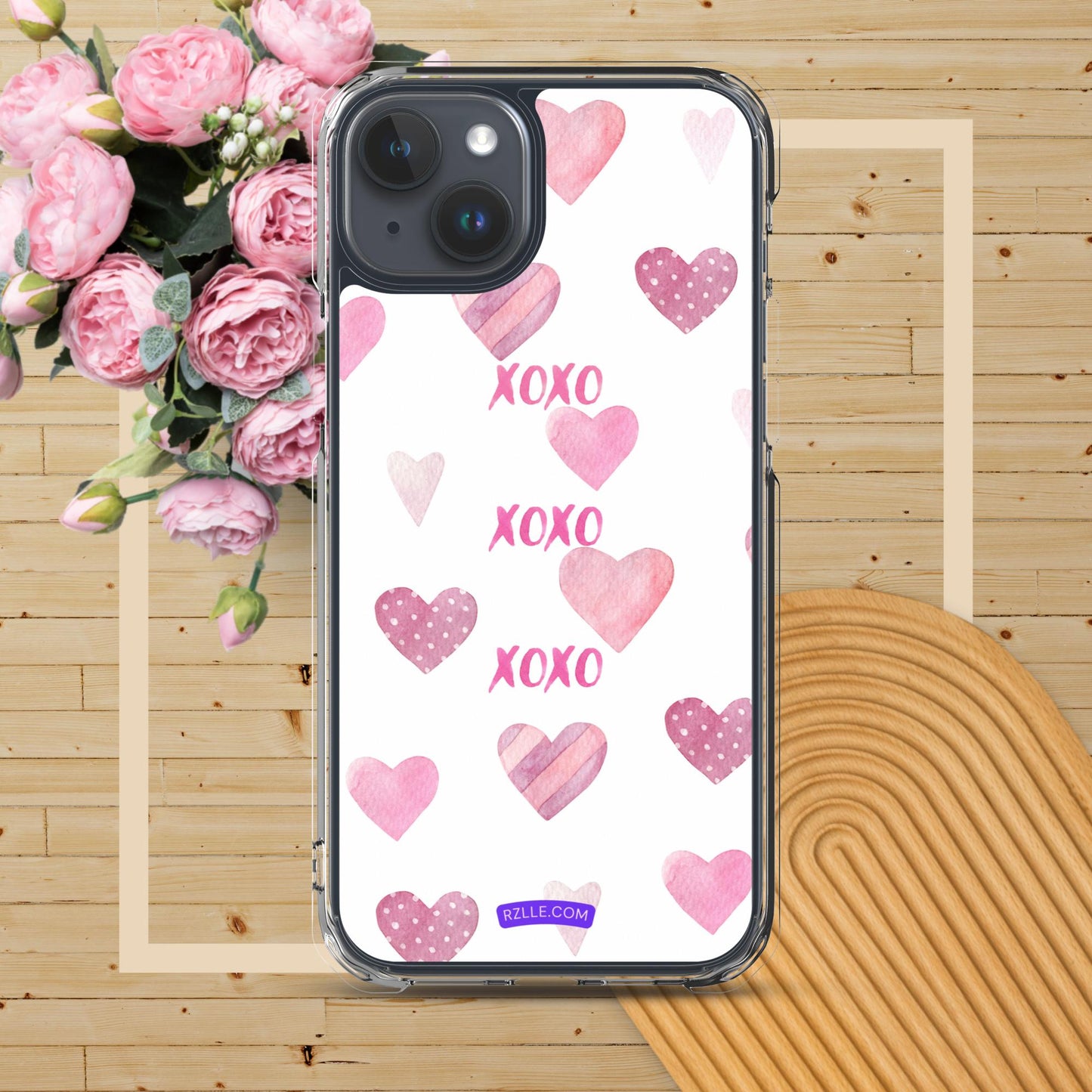 XOXO Pink Hearts Clear Phone Case for iPhone®