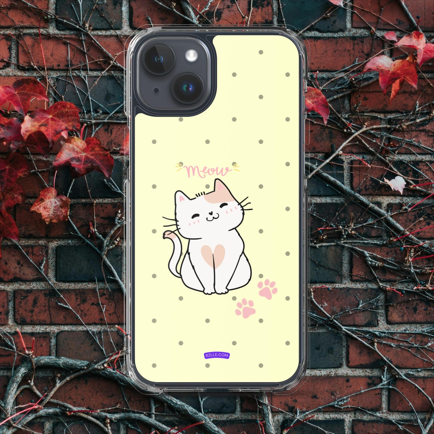 Cute White Cat Clear Case for iPhone®