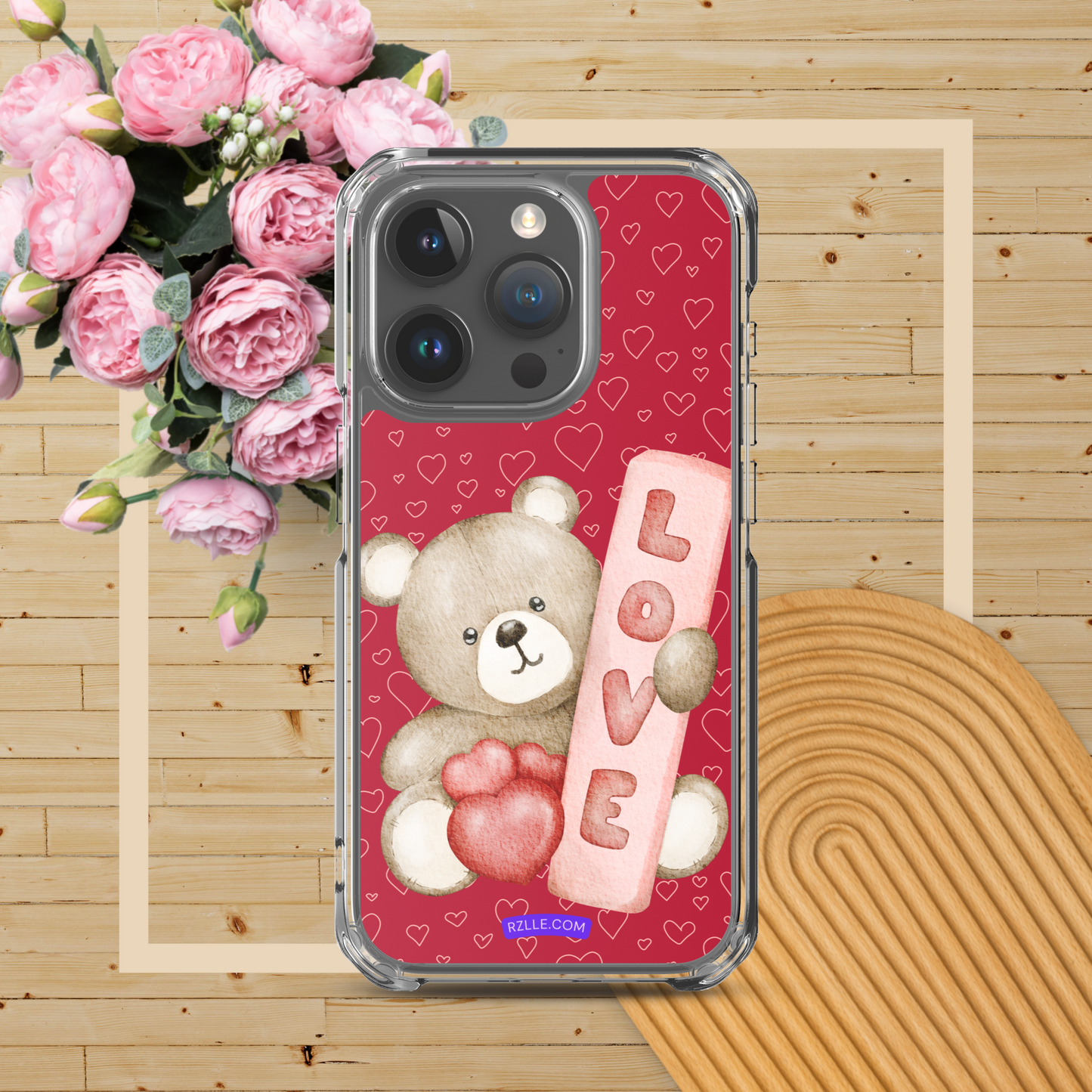 Bear Love & Hearts Clear Phone Case for iPhone®