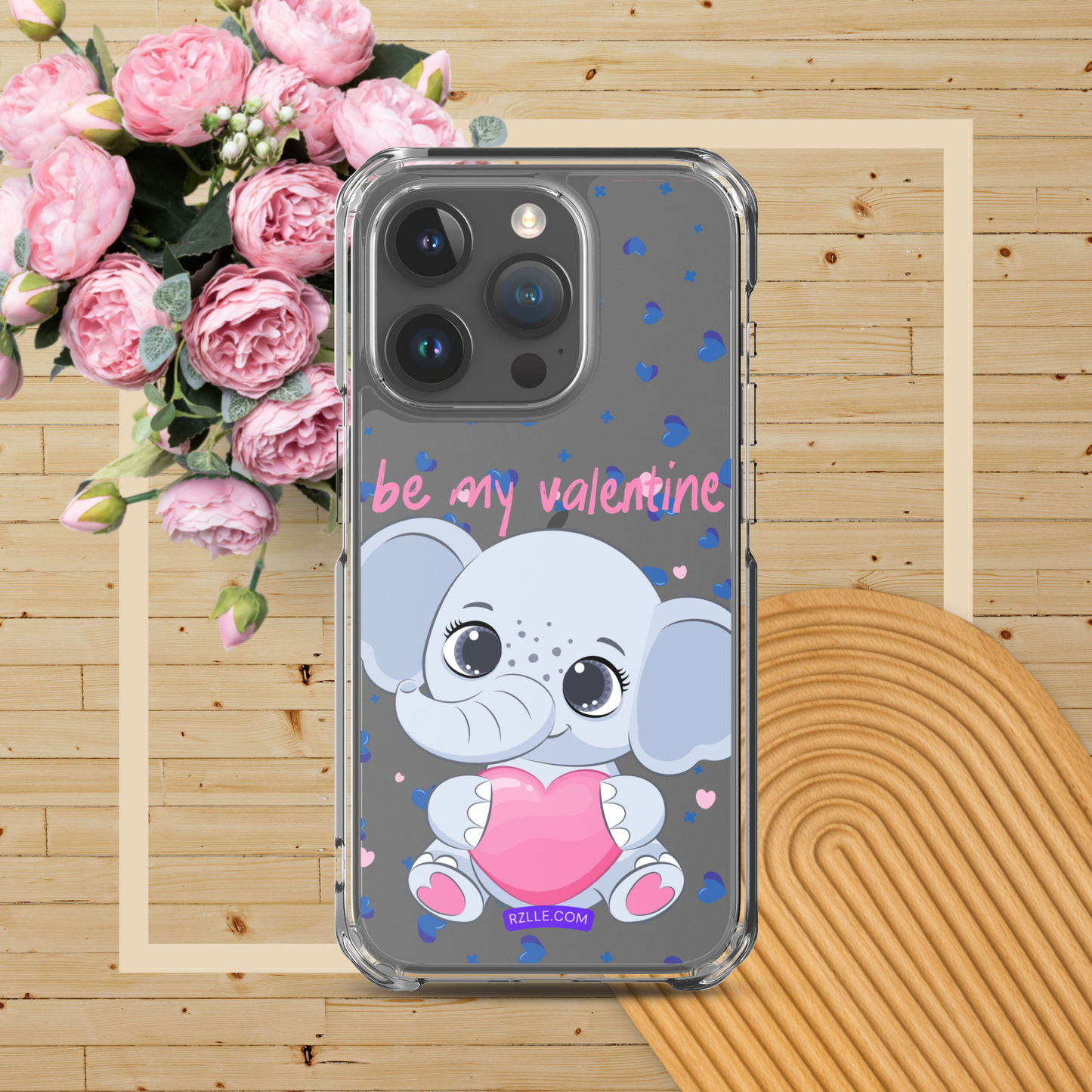 Cute Elephant Be My Valentine Clear Phone Case for iPhone®