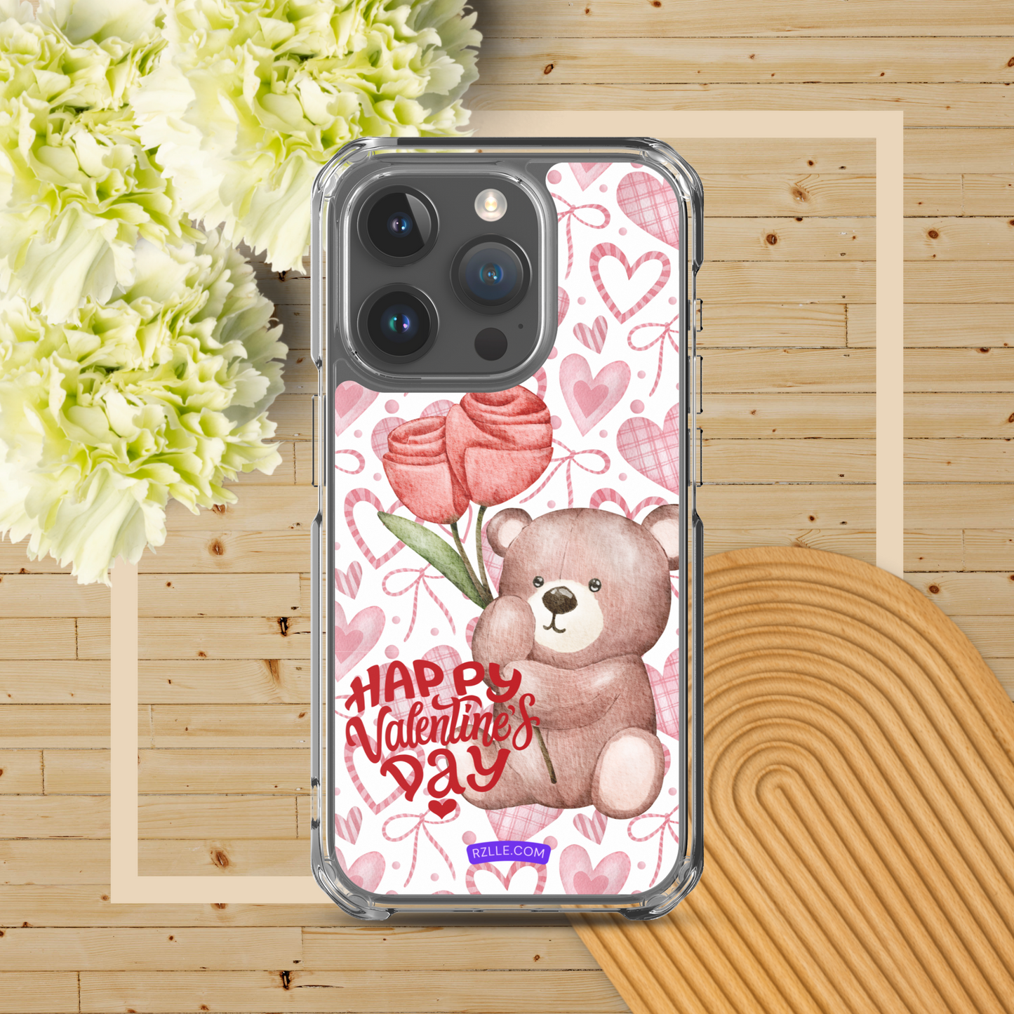 Valentine's Day Bear & Flowers  Clear Phone Case for iPhone®