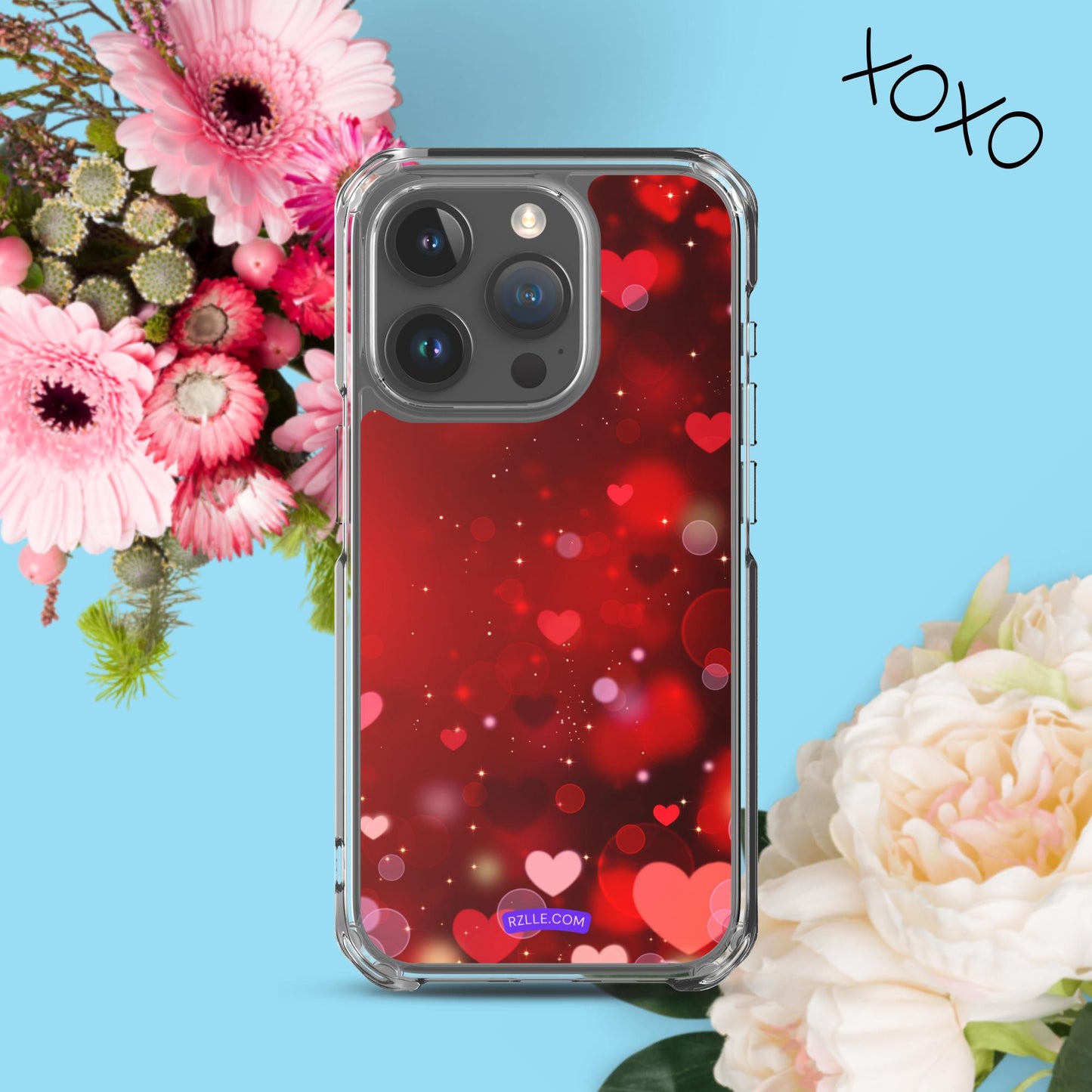 Sparkling Hearts Clear Phone Case for iPhone®