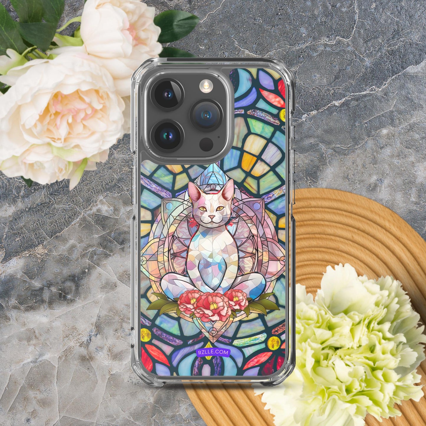 Cat Stained Glass Clear Phone Case for iPhone®