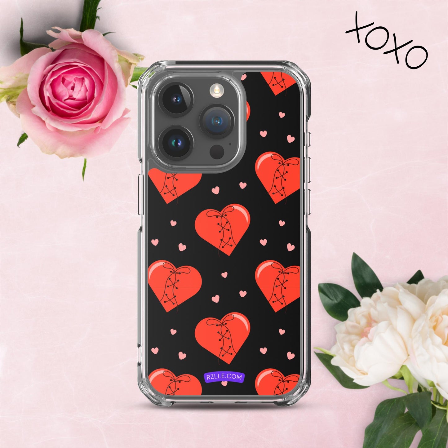 Stitched Hearts Clear Phone Case for iPhone®