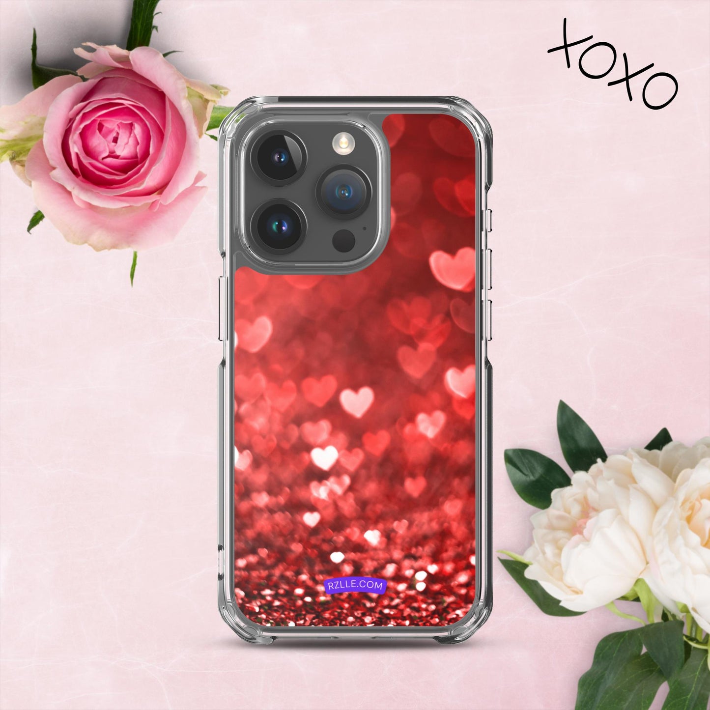 Dreamy Glitter Hearts Clear Phone Case for iPhone®