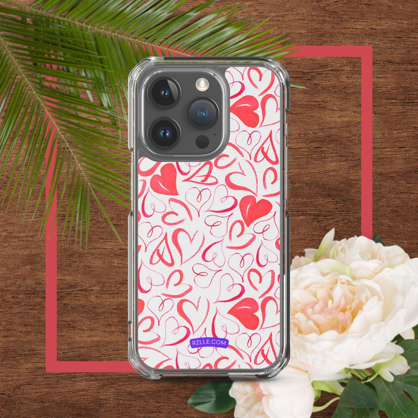 Watercolor Hearts Clear Phone Case for iPhone®