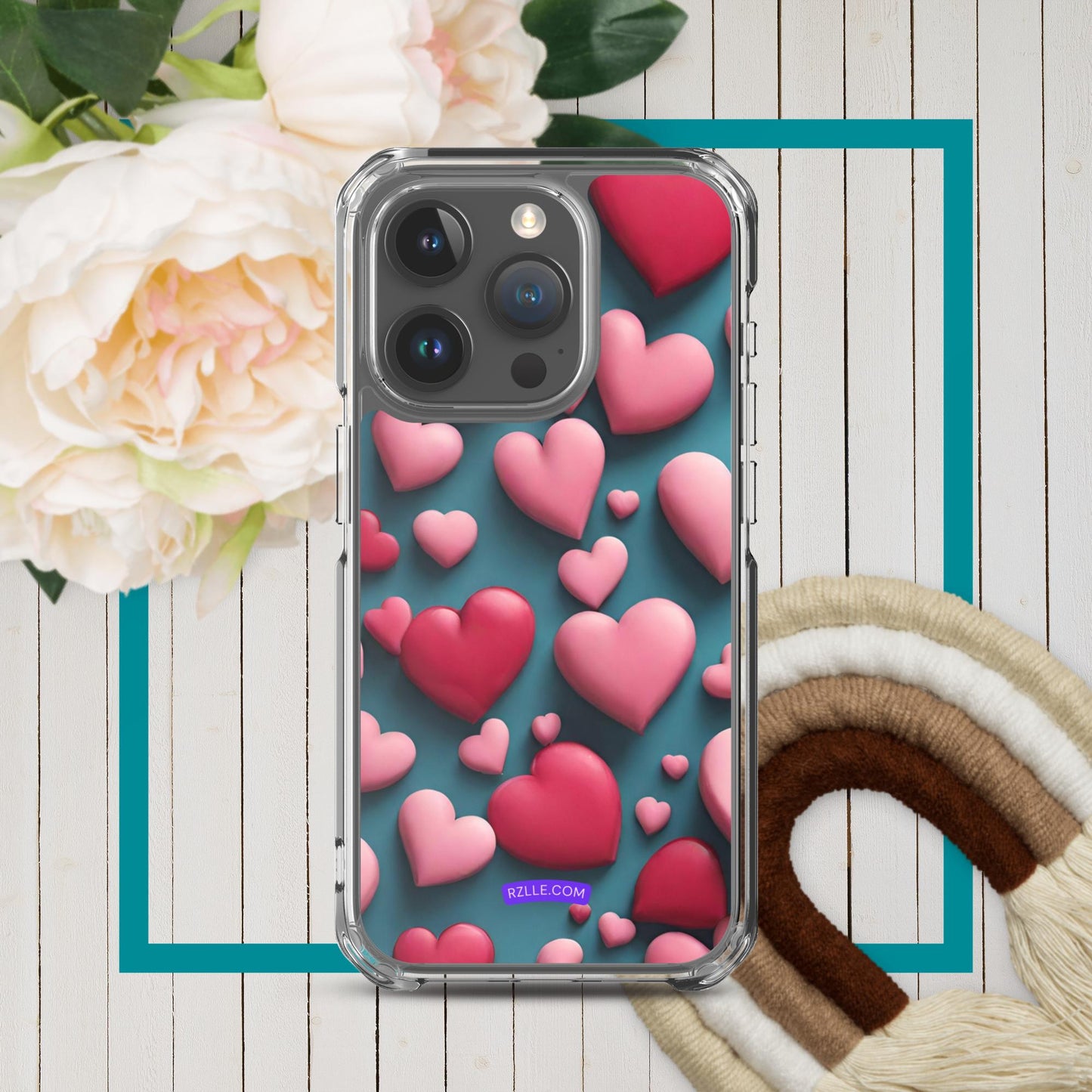 Clay Hearts Clear Phone Case for iPhone®