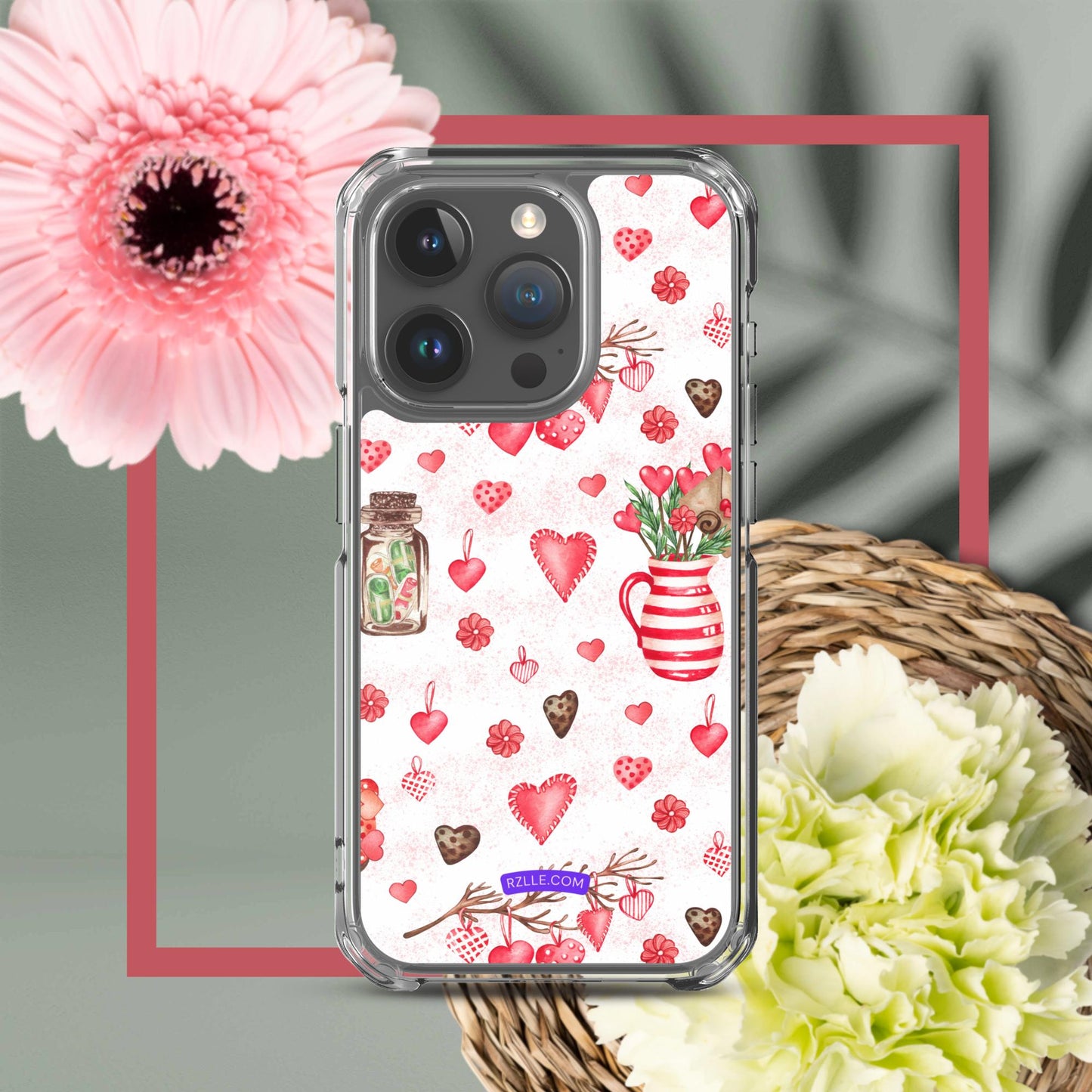 Retro Hearts Clear Phone Case for iPhone®