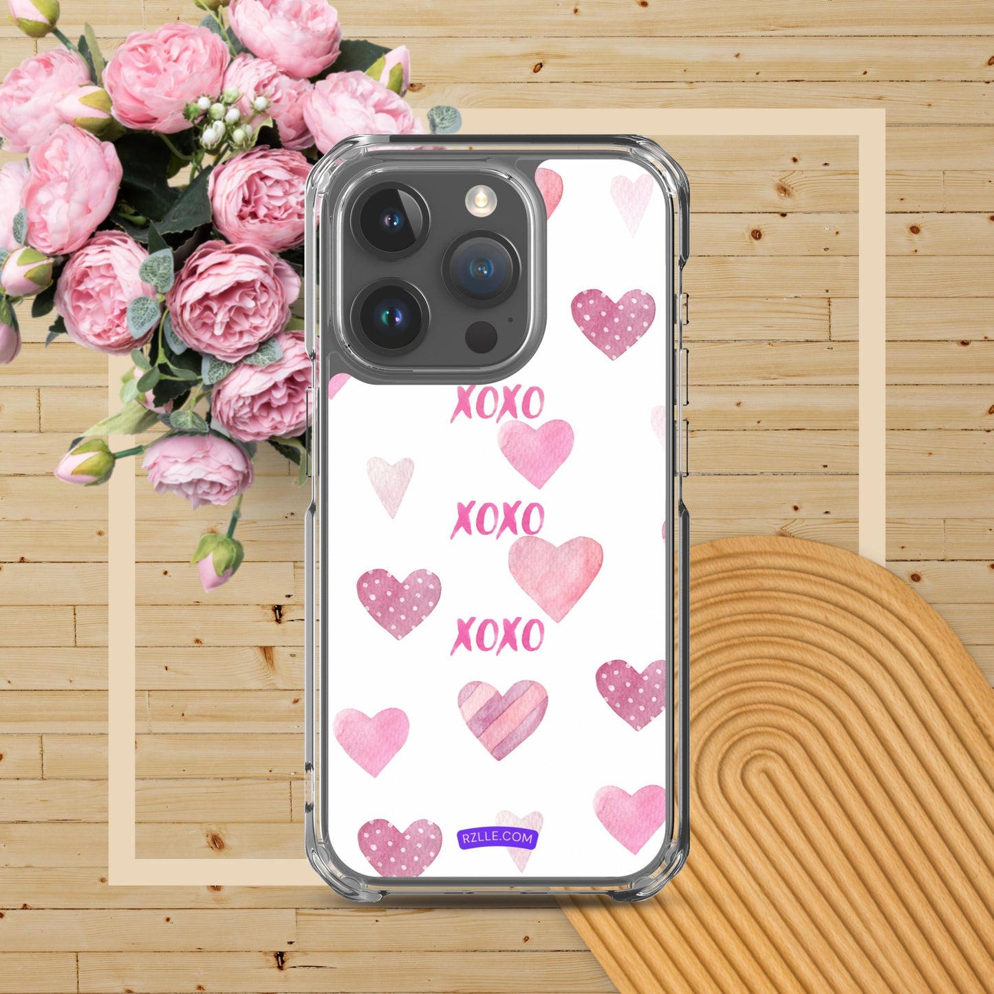 XOXO Pink Hearts Clear Phone Case for iPhone®