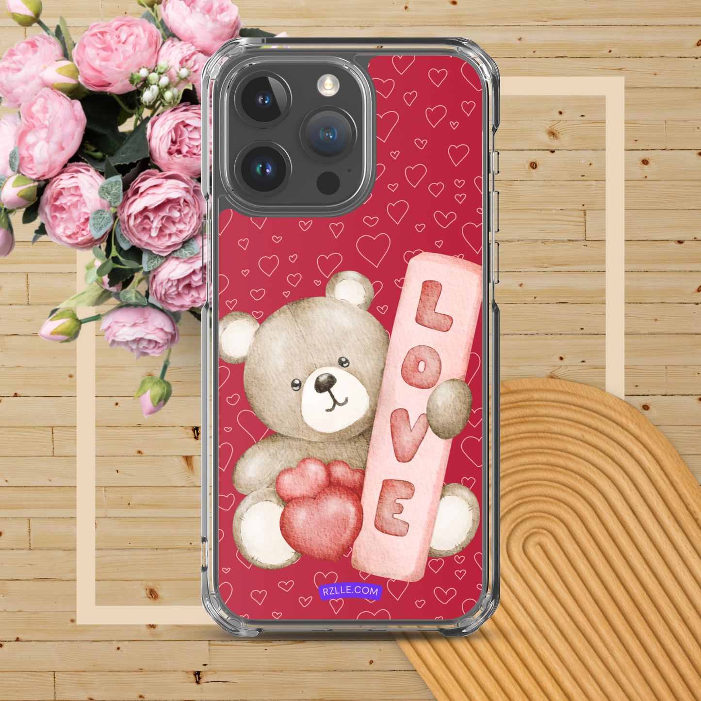 Bear Love & Hearts Clear Phone Case for iPhone®