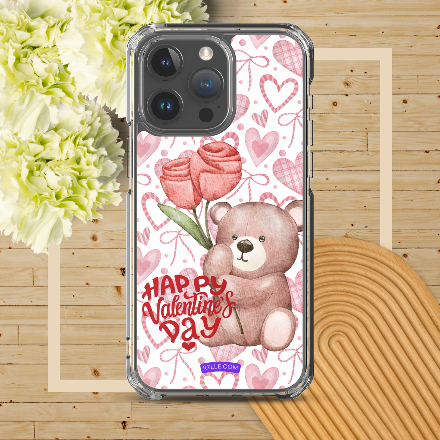 Valentine's Day Bear & Flowers  Clear Phone Case for iPhone®