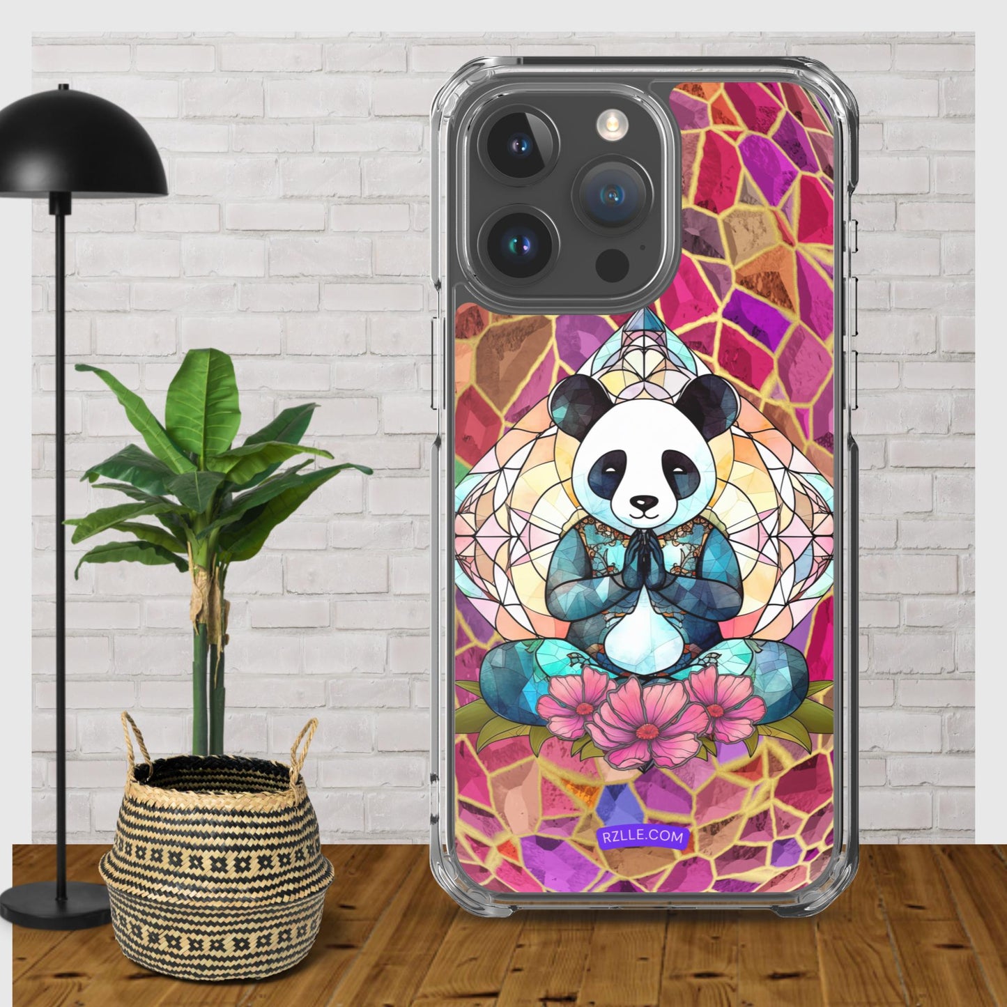 Panda Stained Glass Clear Phone Case for iPhone®