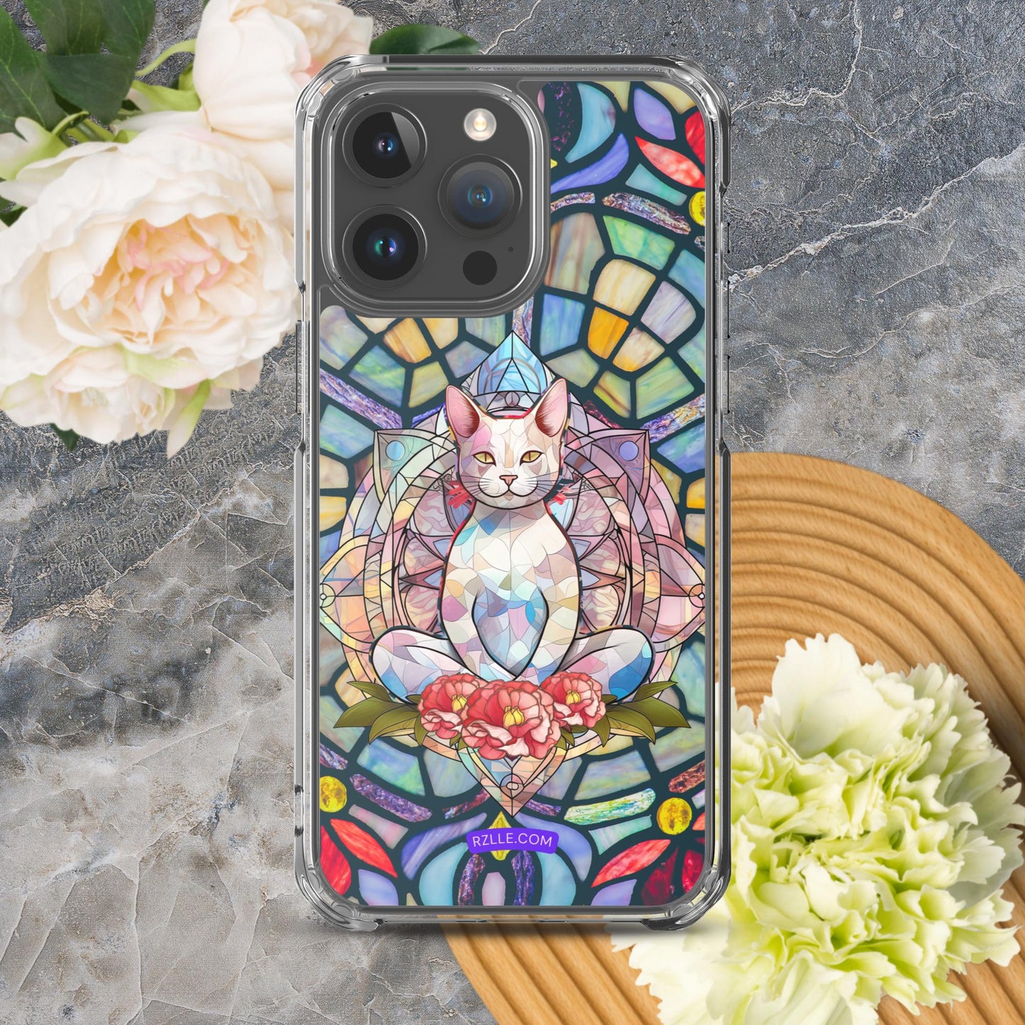 Cat Stained Glass Clear Phone Case for iPhone®