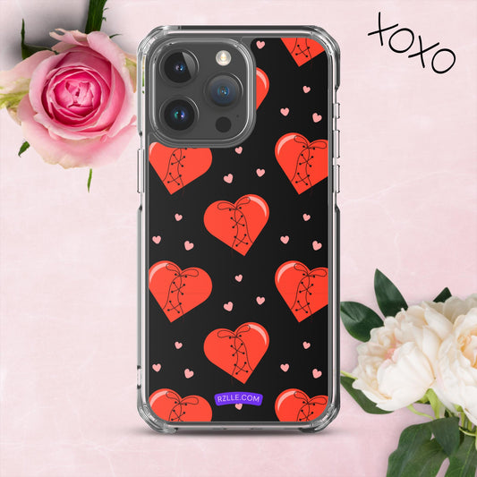 Stitched Hearts Clear Phone Case for iPhone®