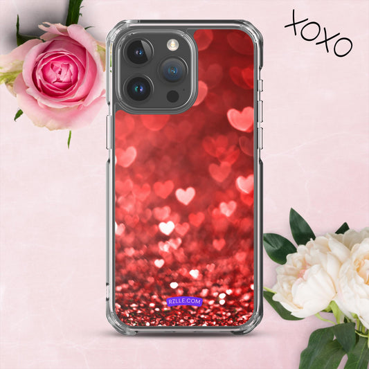 Dreamy Glitter Hearts Clear Phone Case for iPhone®