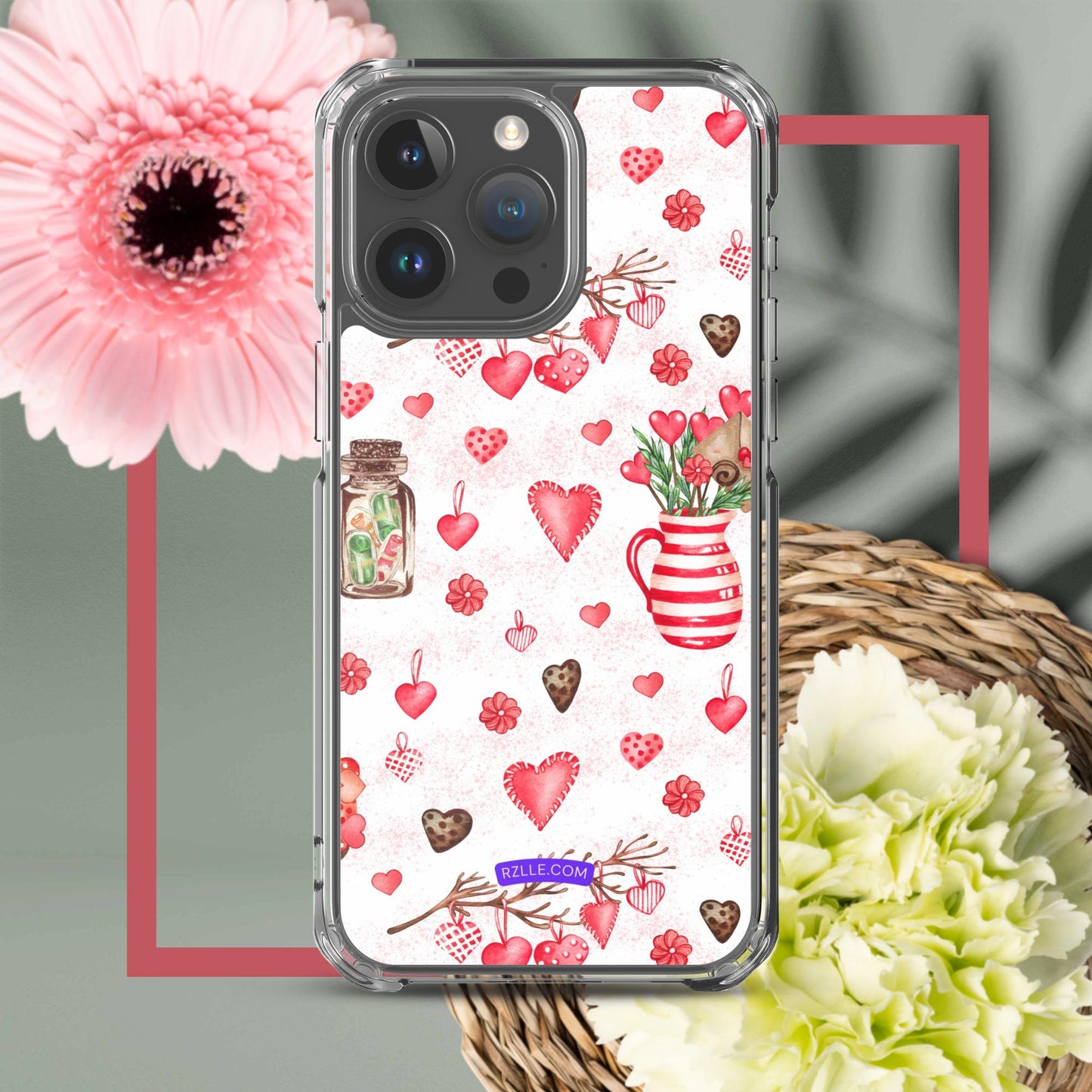 Retro Hearts Clear Phone Case for iPhone®