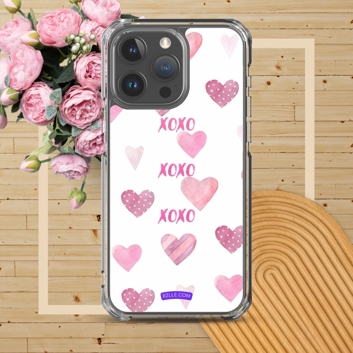 XOXO Pink Hearts Clear Phone Case for iPhone®