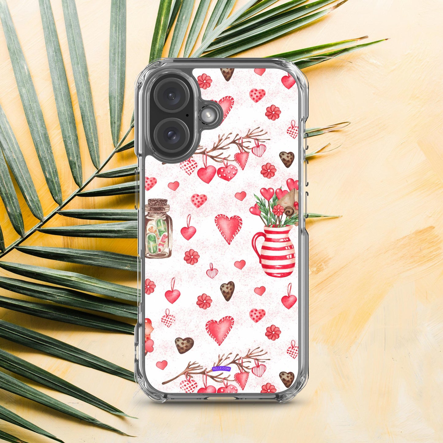 Retro Hearts Clear Phone Case for iPhone®