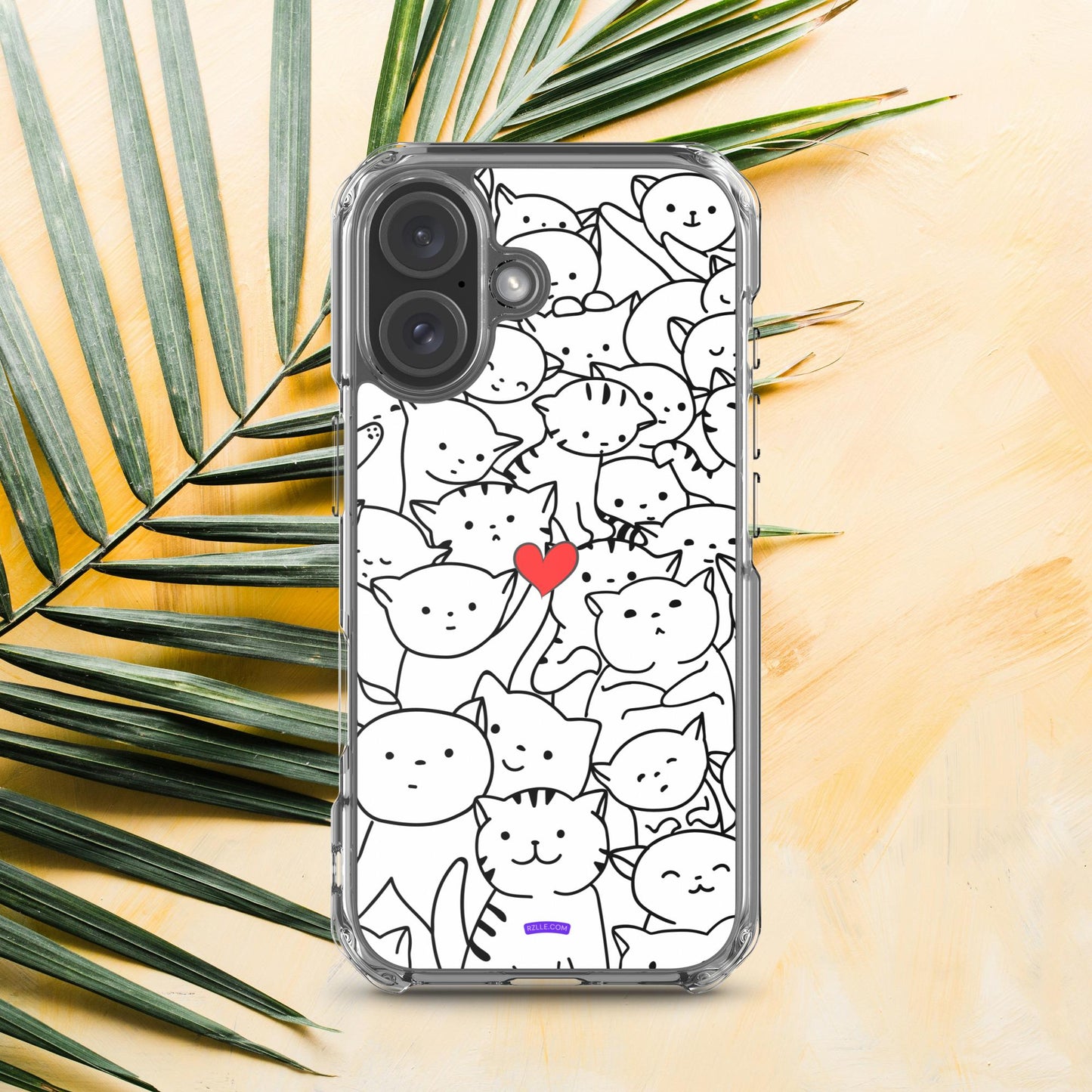 Doodle Cats & Heart Clear Phone Case for iPhone®