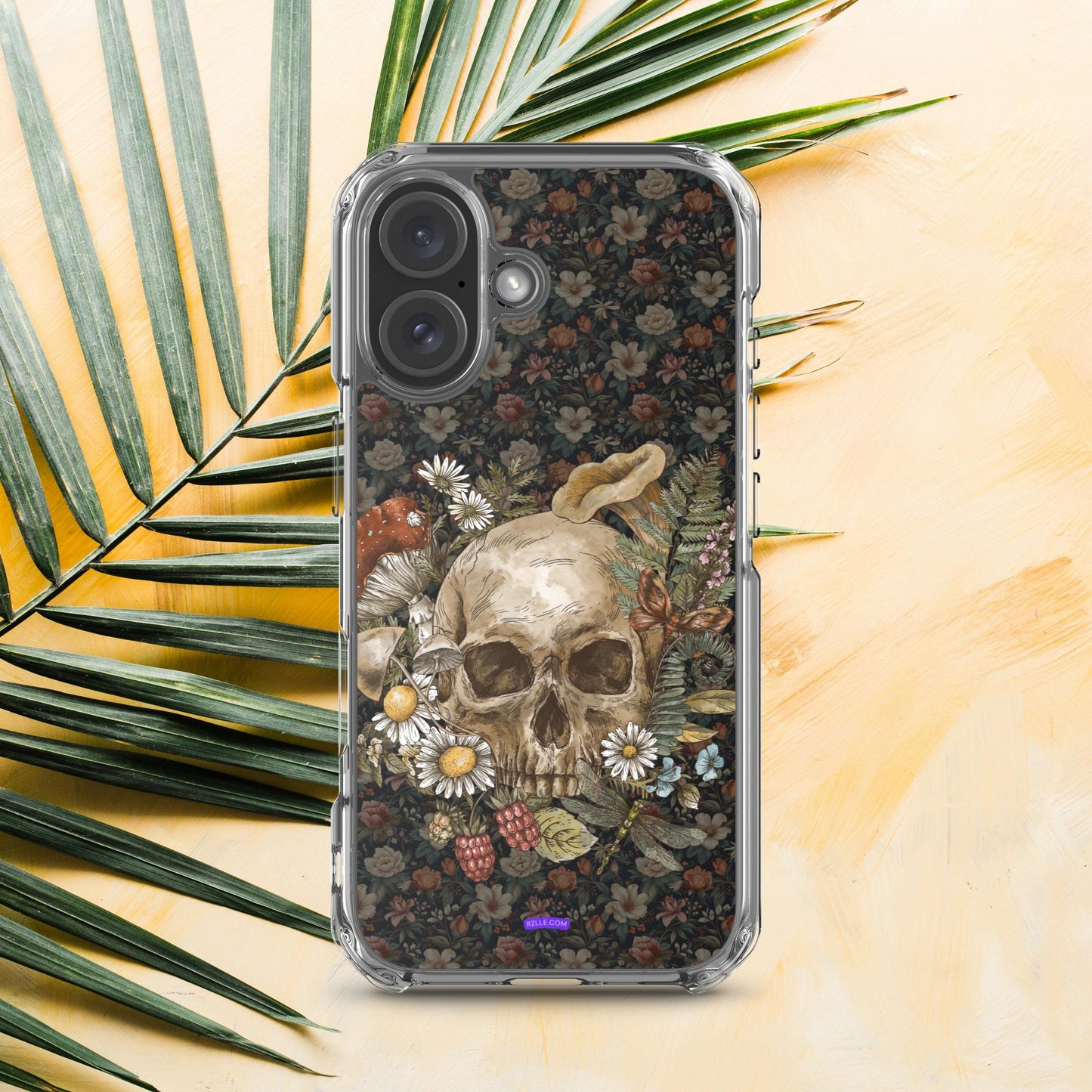 Gothic Skull & Flowers Clear Case for iPhone®