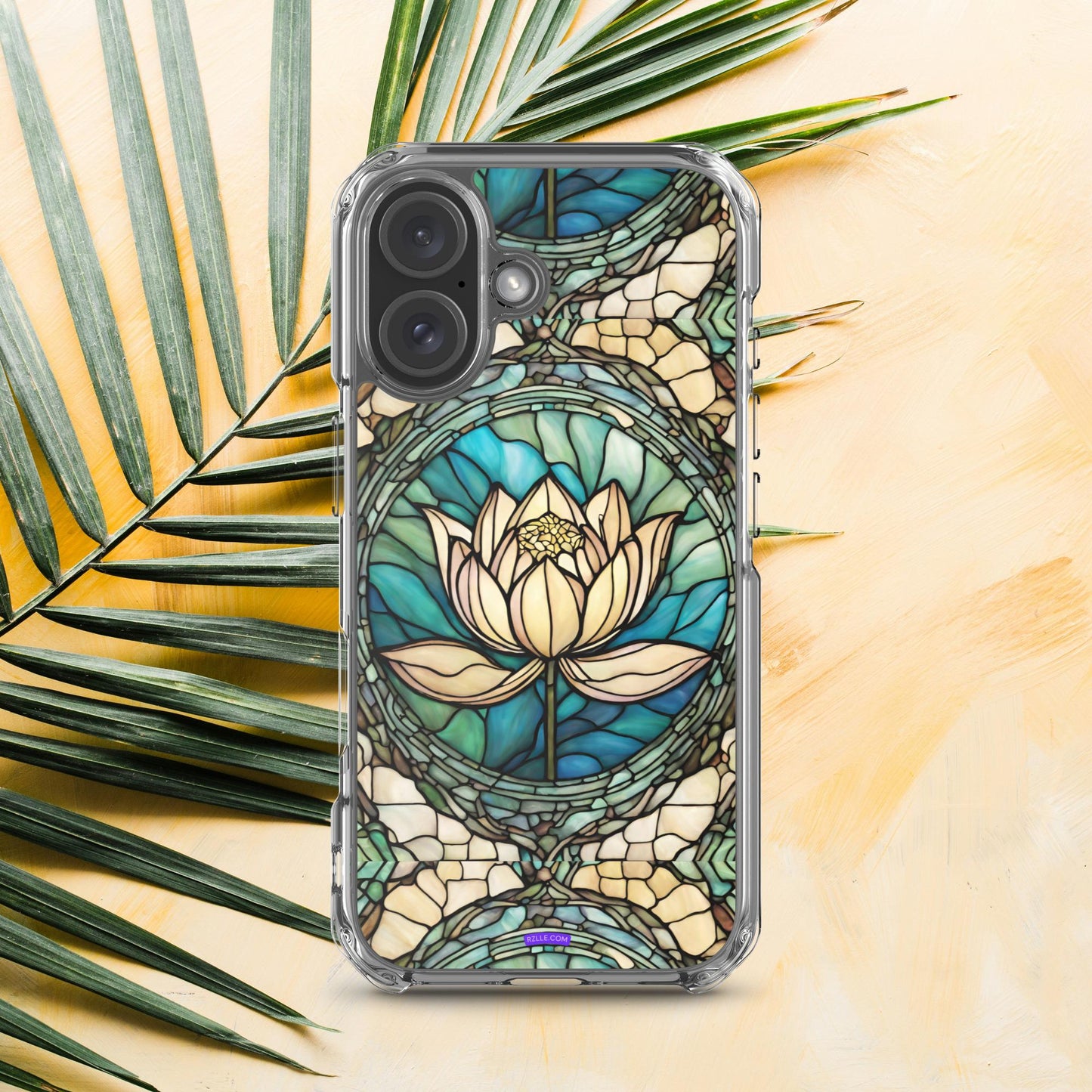 Beautiful Lotus Stained Glass Clear Case for iPhone® 16, 16 Plus, 16 Pro & 16 Pro Max