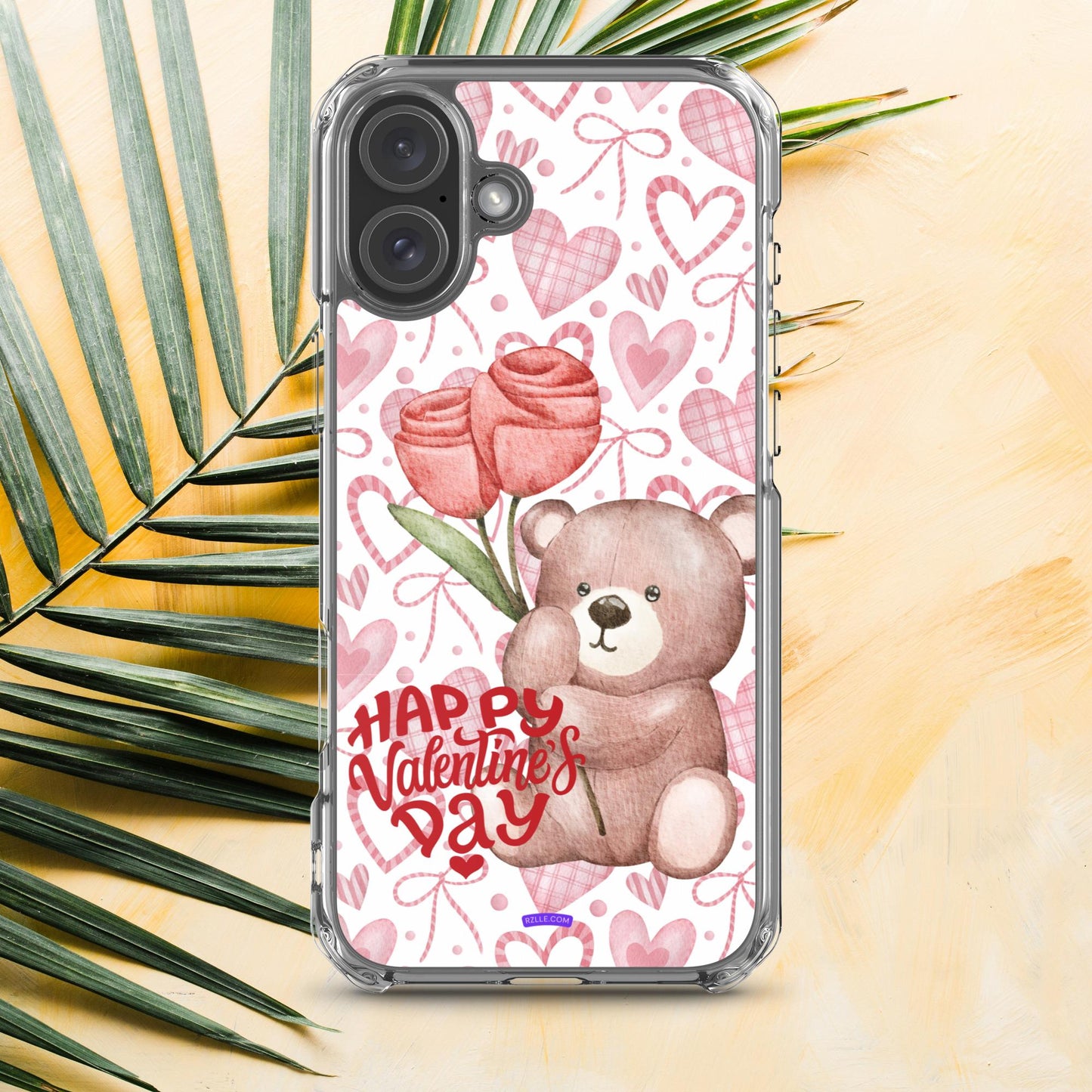 Valentine's Day Bear & Flowers  Clear Phone Case for iPhone®